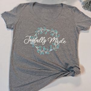 Joyfully Made Grey V-neck T-shirt